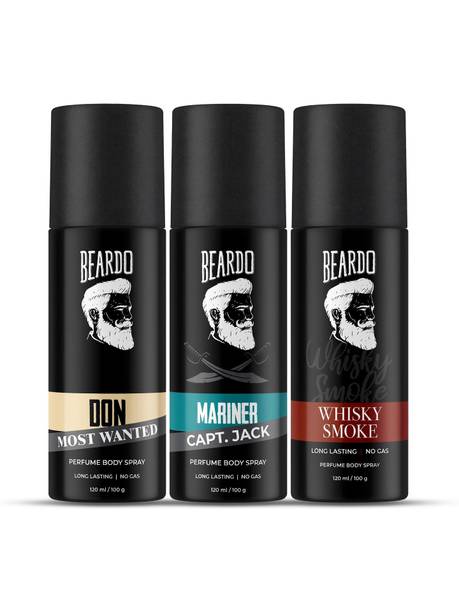 BEARDO Long Lasting Deo Sprays for Men | Don Most Wanted, Mariner CJ & Whiskey Smoke Deodorant Spray - For Men