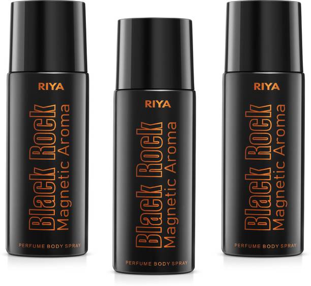 रिया Black Rock Body Spray Deodorant For Men's Pack Of 3 150 Ml Each  -  पुरुषों के लिए