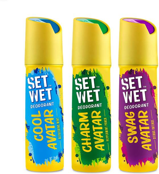 SET WET Deodorant Spray Perfume Cool, Charm & Swag Avatar for men, 3x150ml Body Spray  -  For Men & Women