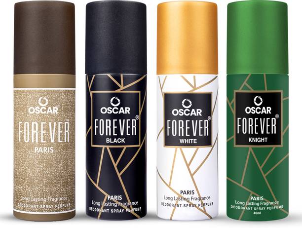 OSCAR Forever Paris, Black, White & Knight Unisex Deodorant Body Spray 40ML Each Deodorant Spray  -  For Men & Women