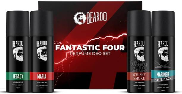 बीर्डो Fantastic 4 Perfume Deo Set | Whisky Smoke, Mariner, Mafia, Legacy  -  पुरुषों के लिए