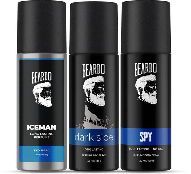 BEARDO Long Lasting Deo Sprays Combo for Men | Iceman Darkside & Spy Deodorant Deodorant Spray - For Men