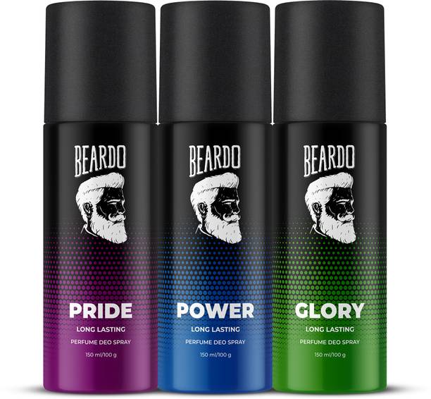 बीर्डो Pride Perfume Deo Spray 150ml, Glory 150ml & Power Body Spray 150ml (Set of 3)  -  पुरुषों के लिए