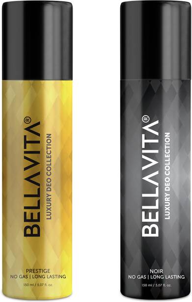 BELLAVITA Noir & Prestige Deo Parfum Combo|2x150ml|Long lasting Body spray| Deodorant Spray  -  For Men & Women