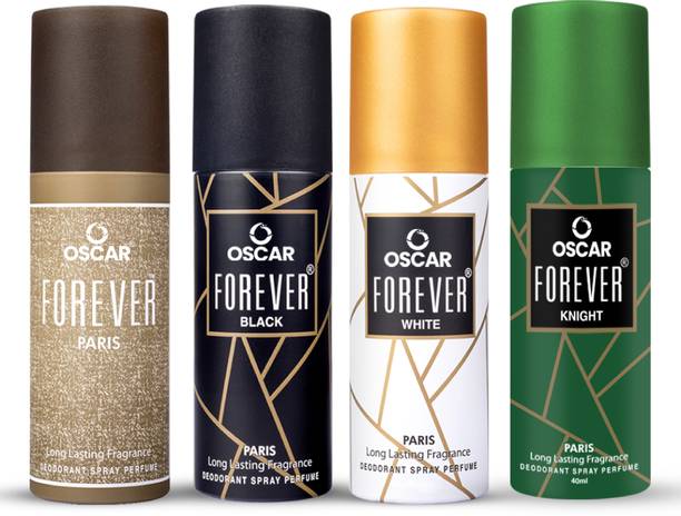 ऑस्कर Forever Paris, Black, White & Knight Unisex Deodorant Body Spray 40ML Each - पुरुषों और महिलाओं के लिए