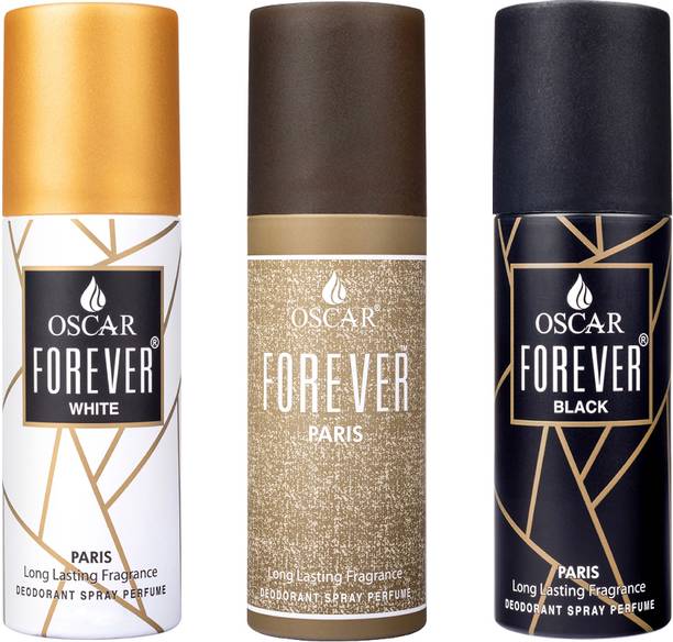 ऑस्कर Forever Paris+ Forever White + Forever Black Body Deodorant Spray 40ml Each  -  पुरुषों और महिलाओं के लिए