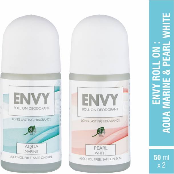Envy Aqua Marine and Pearl White Long Lasting Deodorant Roll-on  -  For Women
