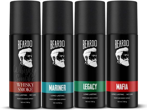 BEARDO Fantastic Deo Set | Whisky Smoke, Mariner, Mafia, Legacy Deodorant Spray  -  For Men