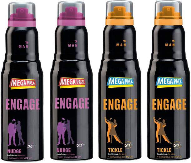 एंगेज Deo Combo, 2 Nudge (220ml) & 2 Tickle (220ml), Deodorant Spray (Pack of 4)  -  पुरुषों के लिए