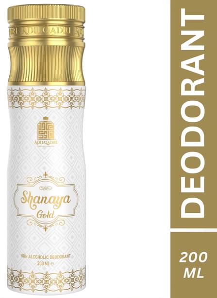 Adilqadri Shanaya Gold Deodorant For Men & Women | Gourmand Fragrance | 100% Non-Alcoholic Body Spray  -  For Men & Women