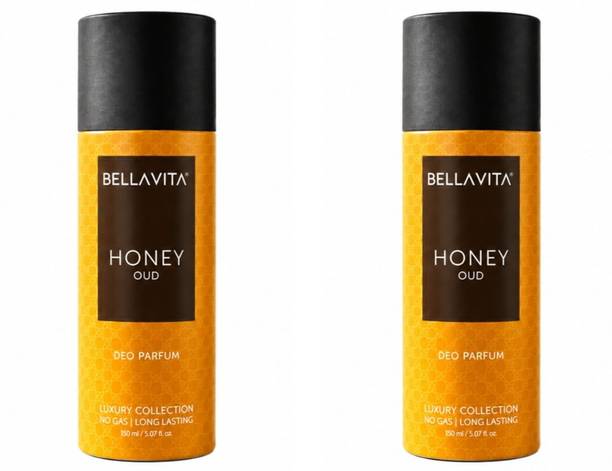 Bellavita Luxury DEODORANT SPRAY 150 ML EACH - HONEY OUD & HONEY OUD Perfume Body Spray  -  For Men & Women