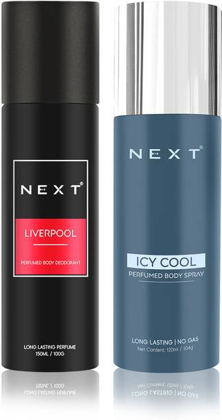 NEXT Premium Liverpool150ml+Icy Cool120ml| Long Lasting Fragrance|Partry perfumed Deodorant Spray  -  For Men & Women