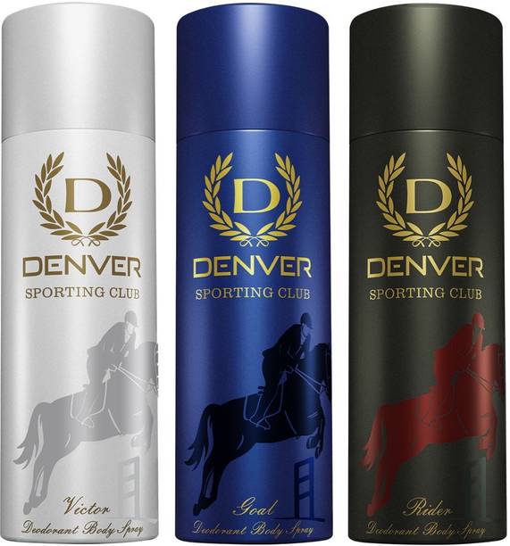 DENVER Sporting Club Rider, Goal & Victor (Pack of 3) Deodorant Spray  -  For Men