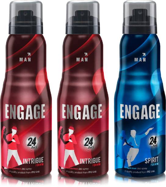 Engage Deo Combo 2 Intrigue for Him 165ml & 1 Spirit for Him 165 ml Deodorant Spray  -  For Men