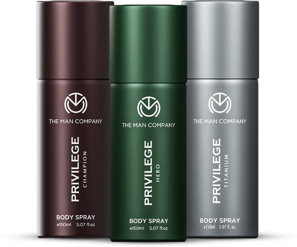 THE MAN COMPANY Privilege Hero, Titanium & Champion | Long-Lasting Deodorant Spray  -  For Men