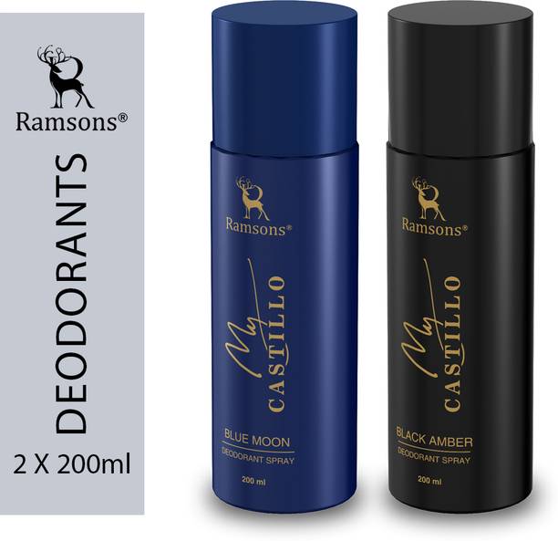 RAMSONS MY CASTILLO BLUE MOON & MY CASTILLO BLACK AMBER Combo Deodorant Spray  -  For Men & Women