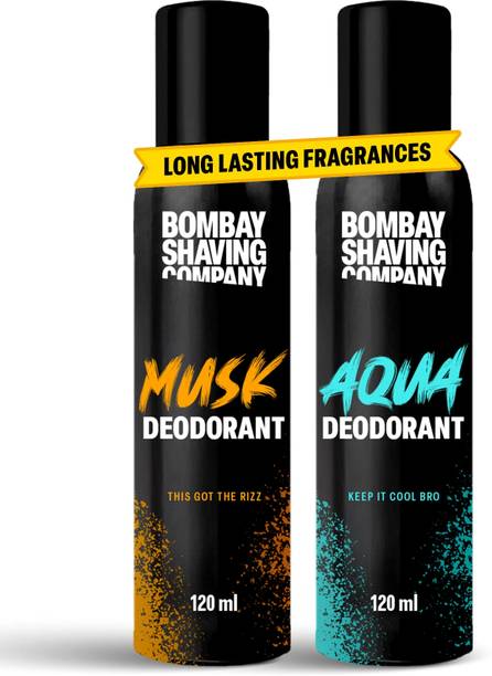 BOMBAY SHAVING COMPANY Fresh Aqua & Intense Musk 120ml x 2 Combo Deodorant Luxury Deodorant Spray  -  For Men & Women