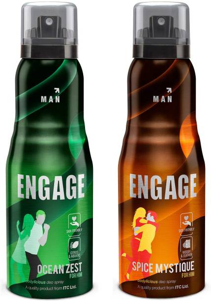 Engage Deo Combo 1 Ocean Zest 150ml & 1 Spice Mystique 150ml Deodorant Spray  -  For Men