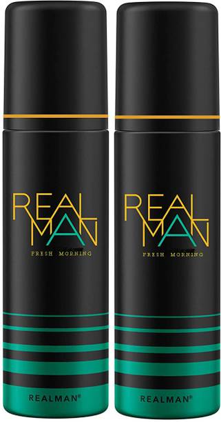 Real Man NEW FRESH MORNING PACK OF (2X150ML) Deodorant Spray  -  For Men & Women