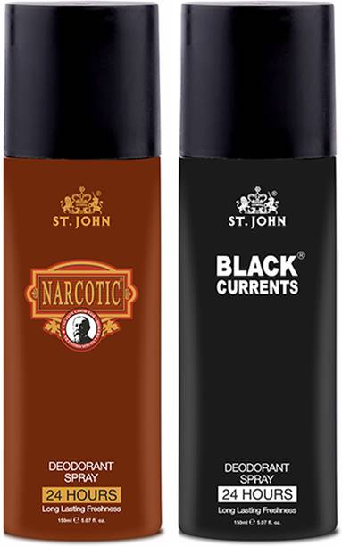 ST-JOHN Deodorant Limited Edition Black Current & Narcotic | 24 Hr Long Lasting Deo Deodorant Spray  -  For Men