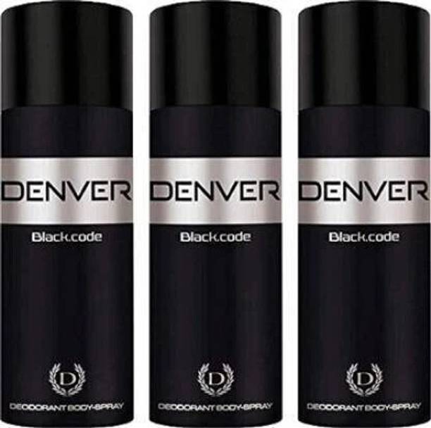 DENVER black code pack of 3 Body Spray  -  For Men
