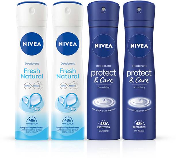 निविया Fresh Natural & Protect and Care Women Deodorant Pack of 4  -  महिलाओं के लिए