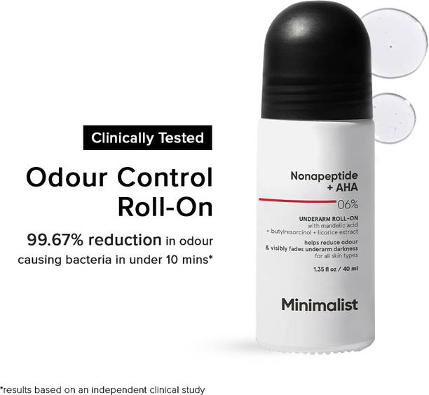 Minimalist 6% Nonapeptide+ AHA BHA Underarm Roll-On Controls Odour & Fades Darkness Deodorant Roll-on  -  For Men & Women