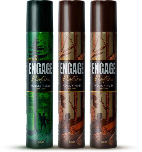 Engage Nature Deo: 2 Woody Musk & 1 Forest Fresh (150ml X 3) Deodorant Spray  -  For Men