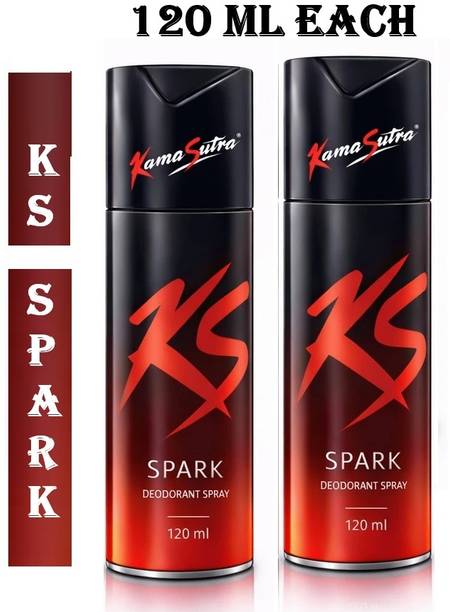 Kamasutra ks Spark Deodrent Spray Long Lasting Fragrance Body Spray (120 ml, Pack of 2) Body Spray  -  For Men