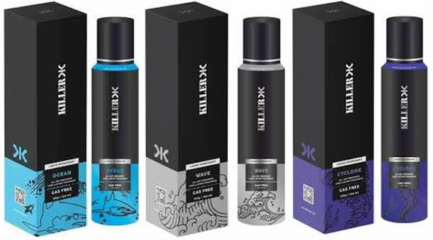 किलर ocean, wave, cyclone Deodorant Spray - For Men (150 ml, Pack of 3)  -  पुरुषों और महिलाओं के लिए