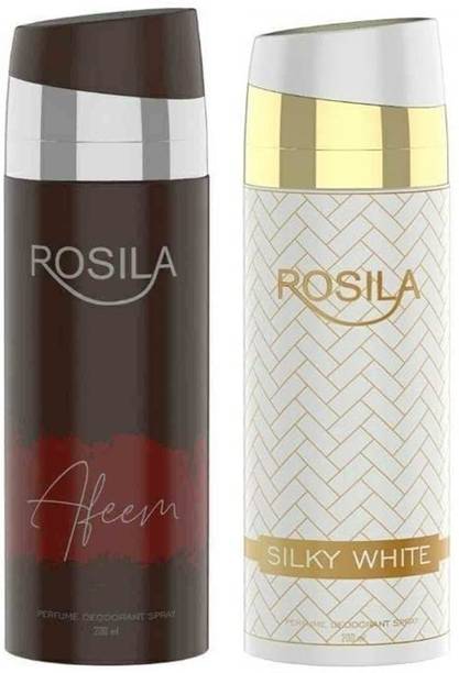 Rosilla Afeem & Silky White Deodorant Body Spray 200ml Pack of 2 Body Spray  -  For Men