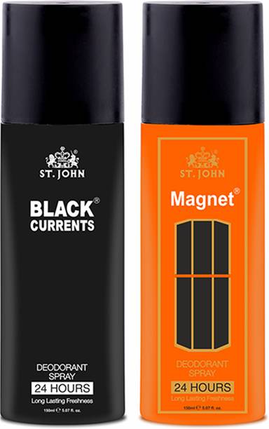 ST-JOHN Deodorant Limited Edition Black Current & Magnet | 24 Hr Long Lasting Deo Deodorant Spray  -  For Men