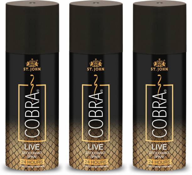 ST.JOHN Cobra Deo Live 150ml (Pack of 3) Deodorant Body Spray - For Men & Women Deodorant Spray  -  For Men & Women