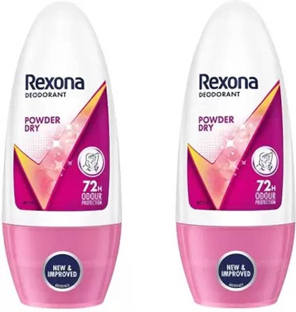 Rexona Powder Dry Underarm Roll On Deodorant - For Women 100 ml (50 ml*2) Deodorant Roll-on  -  For Women
