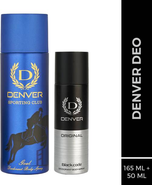 DENVER Goal Body Deo 165 ml & Black.code Nano 50 ml Deodorant Spray  -  For Men