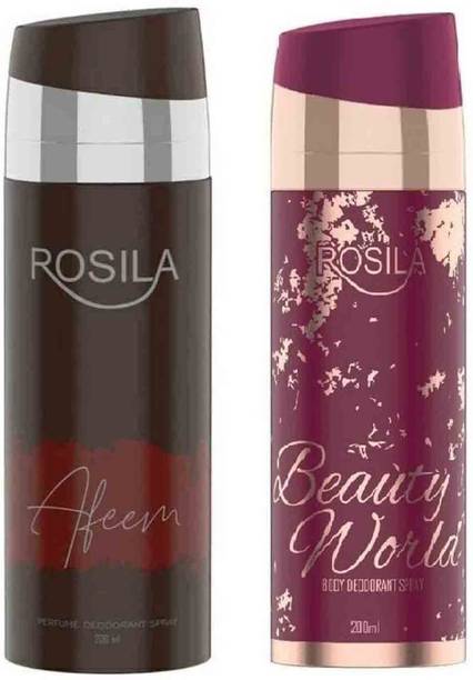 Rosilla Afeem & Beauty World Deodorant Body Spray 200ml Pack of 2 Body Spray  -  For Men