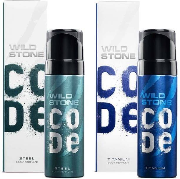 Wild Stone CODE Steel & Titanium (150 ml each) Perfume Body Spray  -  For Men