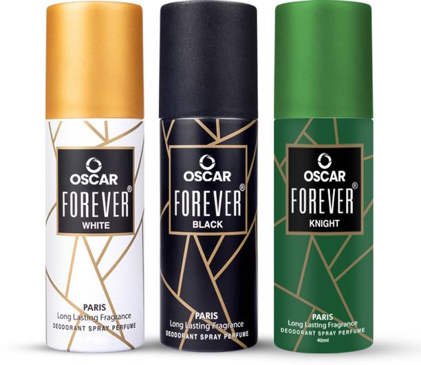 OSCAR Forever White, Black & Knight Unisex Deodorants Body Spray 40ML Each Deodorant Spray  -  For Men & Women