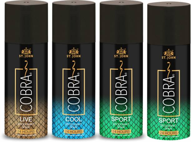 ST-JOHN Cobra Deo Live & Cool & Sports & Oud Deodorant Spray  -  For Men & Women