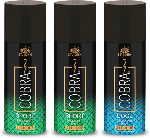 ST-JOHN Cobra Deo Sport (2Pcs) and Deo Cool 150 Ml each Body Deodorant Spray  -  For Men & Women