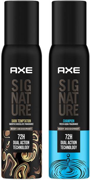 AXE SIGNATURE SIGNATURE Dark Temptation and Champion Deodorant No Gas Body Perfume Deodorant Spray  -  For Men