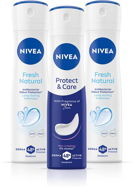 NIVEA Fresh Natural Women Deodorant (Pack of 2) &Protect and Care Deodorant (Pack of 1) Deodorant Spray  -  For Women
