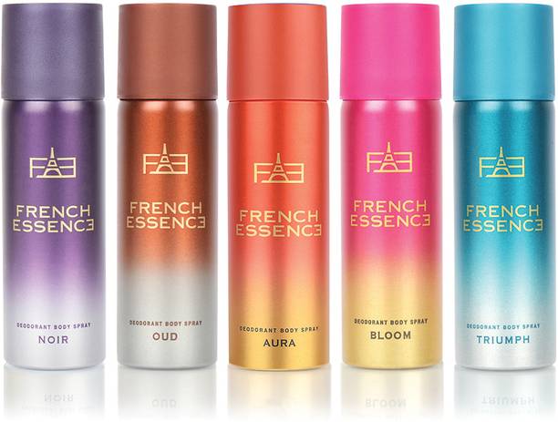 फ्रेंच एसेंस Luxury Combo Pack Noir,Oud,Aura,Bloom & Triumph (50ml Each) Long Lasting Deo  -  पुरुषों और महिलाओं के लिए
