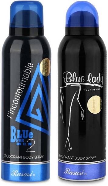 RASASI Blue Lady2 Incountable & Blue Men2Incountrable Deodorant Spray  -  For Men & Women