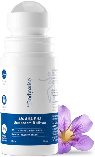 बी बॉडीवाइज़ 4% AHA BHA Underarm Roll On | Reduces Pigmentation & Odour | Flora Fragrance  -  महिलाओं के लिए