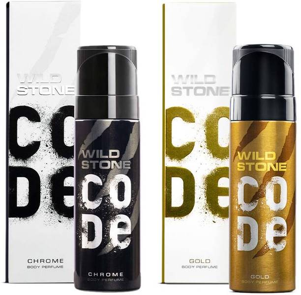 Wild Stone CODE Gold & Chrome Body Perfume for Men (150ml each), No Gas Deodorant, Perfume Body Spray  -  For Men