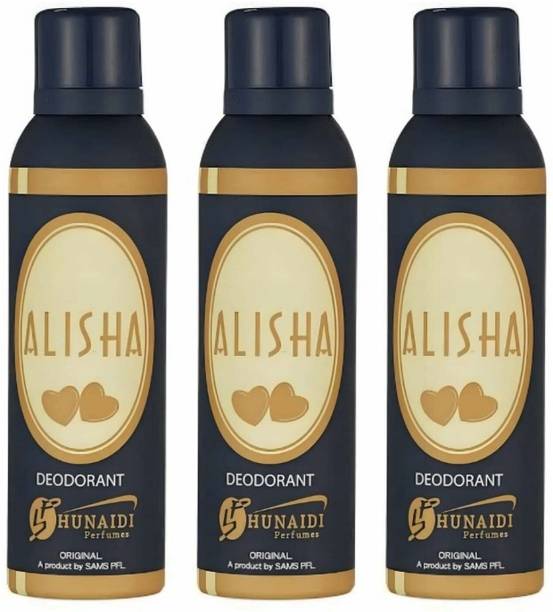 Hunaidi alisha deodorant spray PACK OF 3 Deodorant Spray  -  For Men & Women