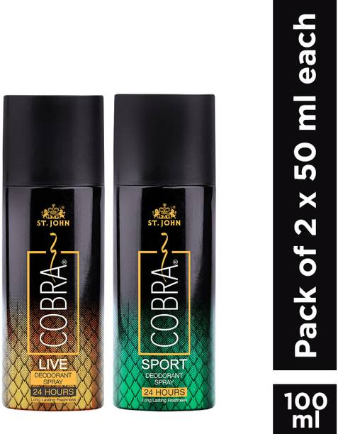 ST-JOHN Cobra Deo Live 50 ml | Cobra Deo Sports 50 ml Deodorant Spray  -  For Men & Women
