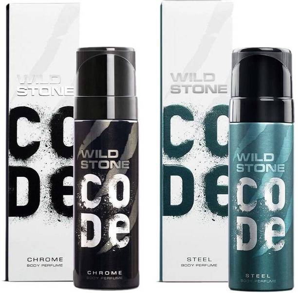 Wild Stone CODE Steel & Chrome (150 ml each) Perfume Body Spray  -  For Men