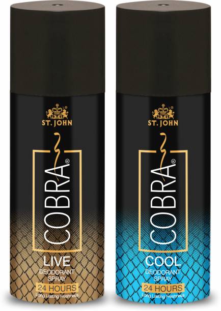 ST-JOHN Cobra Deo Cool (150 ml) & Cobra Deo Live (150 ml) Deodorant Spray  -  For Men